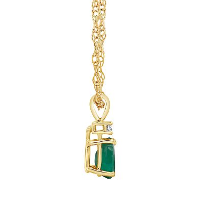 Celebration Gems 14K Yellow Gold Pear-Shaped Emerald & Diamond-Accent Pendant Necklace