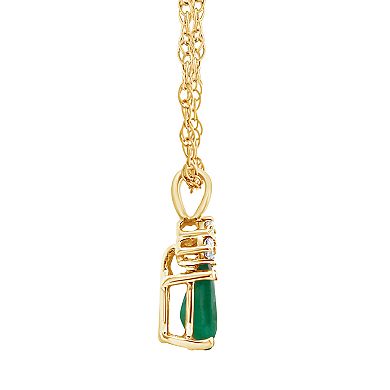 Celebration Gems 14k Gold Emerald & Diamond Accent Teardrop Pendant