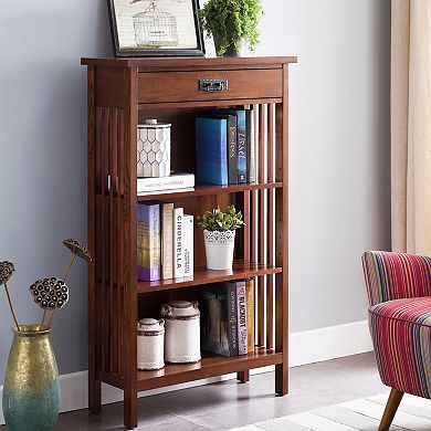 Leick Furniture Mission Oak Bookcase with Drawer