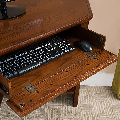 Leick Furniture Rustic Oak and Slate Corner Computer Desk