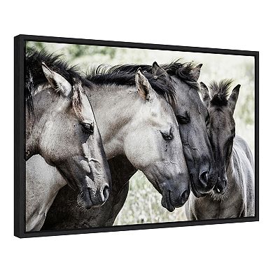 Amanti Art Four Konik Horses Framed Canvas Wall Art