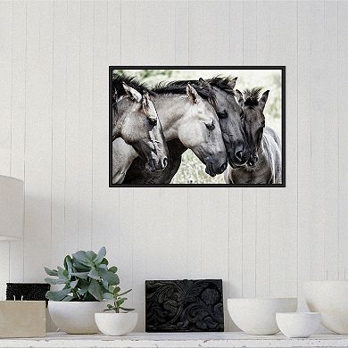 Amanti Art Four Konik Horses Framed Canvas Wall Art