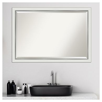 Amanti Art Narrow Eva White Silver Bathroom Vanity Wall Mirror