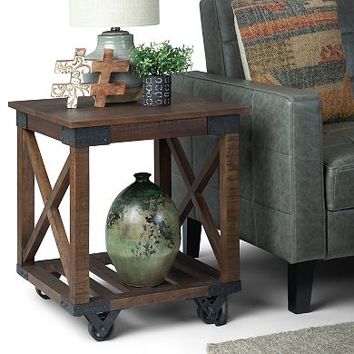 Simpli Home Harding Square Industrial End Table - Distressed Dark Brown