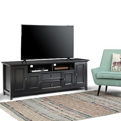 Simpli Home Amherst Transitional TV Media Stand in Hickory Brown