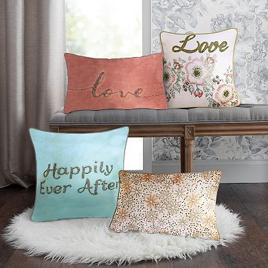 Edie@Home Celebrations Floral Beaded "Love" Throw Pillow