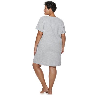 Plus Size Croft & Barrow® Waffle-Knit Zip-Front Robe