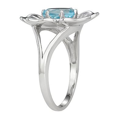 Jewelexcess Sterling Silver Sky Blue Topaz Flower Ring