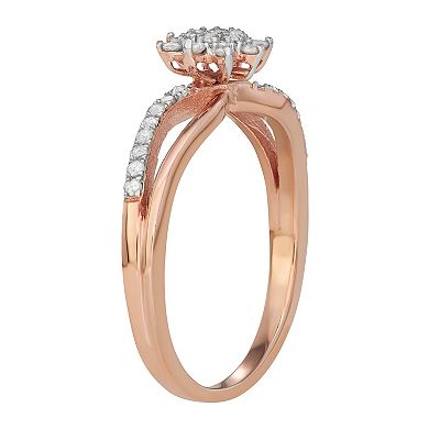 Jewelexcess 14k Rose Gold Over Silver 1/4 Carat T.W. Diamond Ring