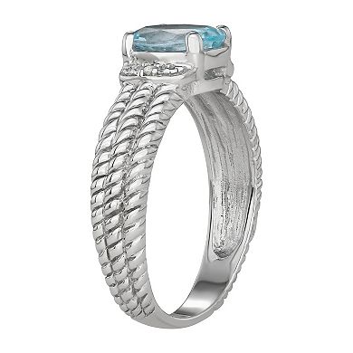 Jewelexcess Sterling Silver Sky Blue Topaz & Diamond Accent Ring