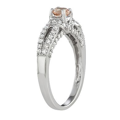 14k White Gold 5/8 Carat T.W. Diamond & Morganite Engagement Ring