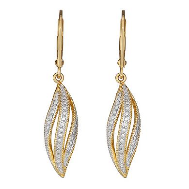 18K Gold over Sterling Silver Diamond Accent Drop Earrings