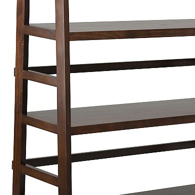 Simpli Home Acadian Rustic Ladder Shelf Bookcase