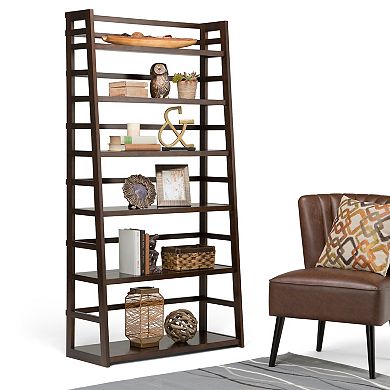 Simpli Home Acadian Rustic Ladder Shelf Bookcase