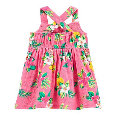 Baby Girl Carter's Floral Ruffle Crinkle Jersey Dress