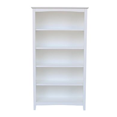 International Concepts Shaker White 5-Shelf Bookcase