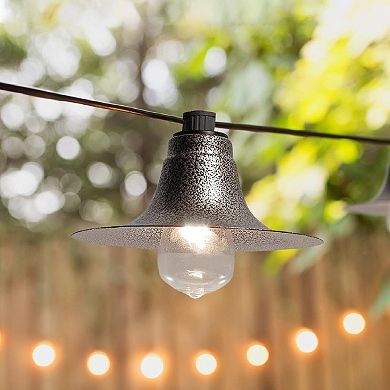 Lumabase Electric Cafe String Lights & 10 Gunmetal Shades