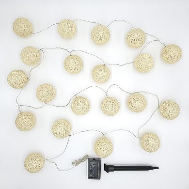 Lumabase Solar Powered String Lights & 20 Warm White Cotton Globes