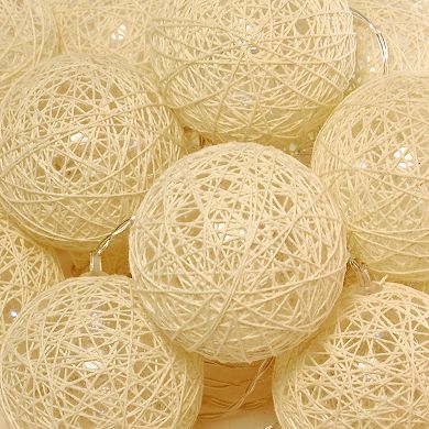 Lumabase Solar Powered String Lights & 20 Warm White Cotton Globes