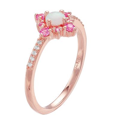 14k Rose Gold Over Silver Lab-Created White Opal Ring