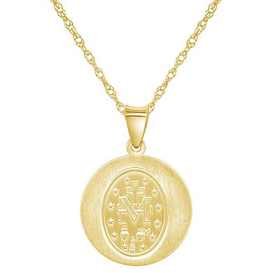 14k Gold Our Lady of Grace Miraculous Medal Pendant