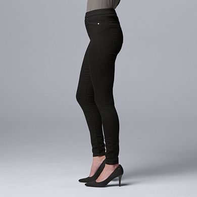 New Women’s Simply Vera Vera Wang Mid Rise Denim Legging Small Black Pockets