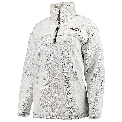 Women's G-III 4Her by Carl Banks Gray Baltimore Ravens Sherpa Quarter-Zip Pullover Jacket