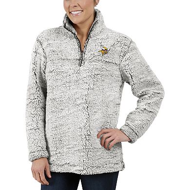 Women's Gray Minnesota Vikings Sherpa Quarter-Zip Pullover Jacket