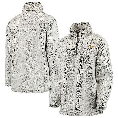 Women's Gray Minnesota Vikings Sherpa Quarter-Zip Pullover Jacket