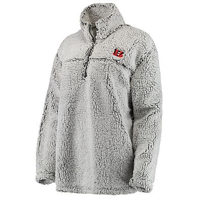 Women's Gray Cincinnati Bengals Sherpa Quarter-Zip Pullover Jacket