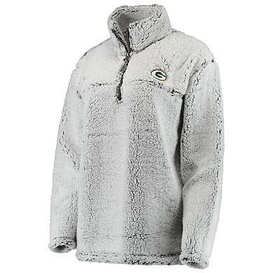 Women's Gray Green Bay Packers Sherpa Quarter-Zip Pullover Jacket