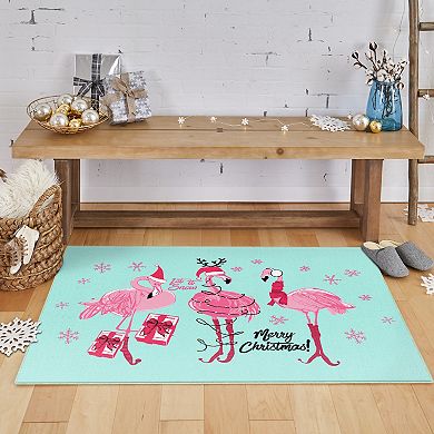 Mohawk Home Prismatic Flamingo Snowflakes Rug 