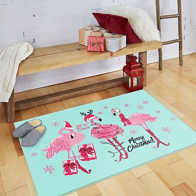 Mohawk Home Prismatic Flamingo Snowflakes Rug 