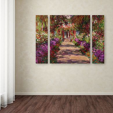 Trademark Fine Art 'A Pathway in Monet's Garden' Multi Panel Art Set