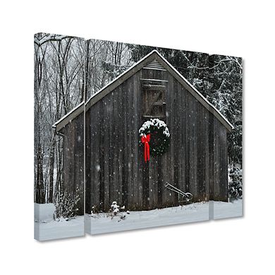 Trademark Fine Art 'Christmas Barn in the Snow' Multi Panel Art Set