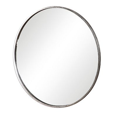 Antique Silver Finished Narrow Round Wall Mirror