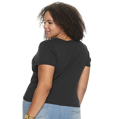 Juniors' Plus Size SO® Ribbed Baby Tee