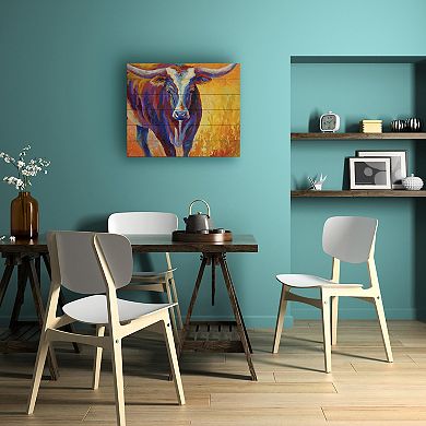 Trademark Fine Art 'Stepping Out Longhorn' Wood Slat Art