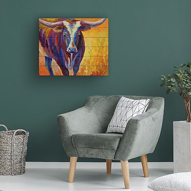 Trademark Fine Art 'Stepping Out Longhorn' Wood Slat Art