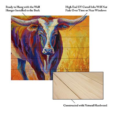 Trademark Fine Art 'Stepping Out Longhorn' Wood Slat Art