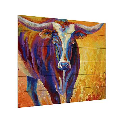 Trademark Fine Art 'Stepping Out Longhorn' Wood Slat Art