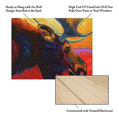 Trademark Fine Art Marion Rose 'Alaska Spirit Moose' Wood Slat Art