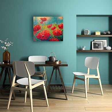 Trademark Fine Art Marion Rose 'Field of Poppies' Wood Slat Art