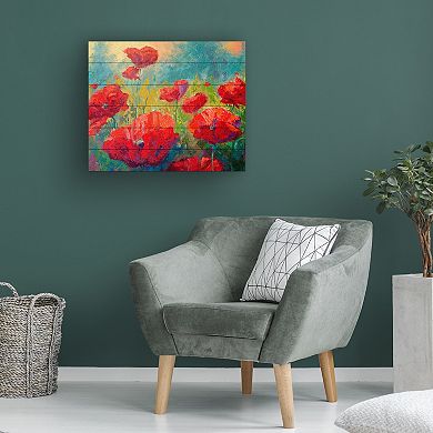 Trademark Fine Art Marion Rose 'Field of Poppies' Wood Slat Art