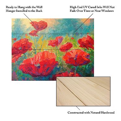 Trademark Fine Art Marion Rose 'Field of Poppies' Wood Slat Art