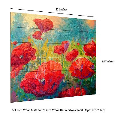 Trademark Fine Art Marion Rose 'Field of Poppies' Wood Slat Art