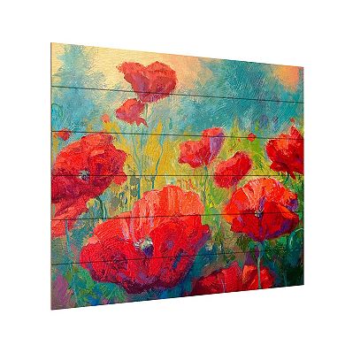 Trademark Fine Art Marion Rose 'Field of Poppies' Wood Slat Art