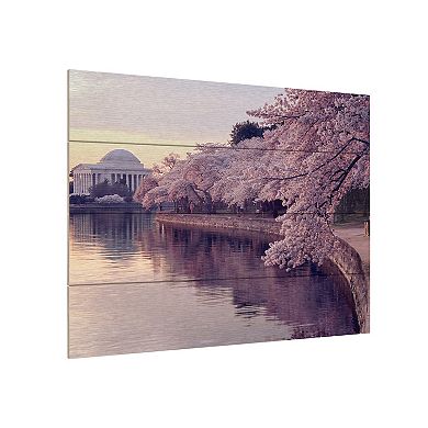 Trademark Fine Art Gregory OHanlon 'Cherry Blossoms Jefferson Memorial' Wood Slat Art