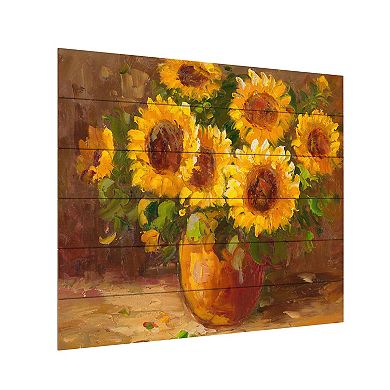 Trademark Fine Art Rio 'Sunflowers Still Life' Wood Slat Art
