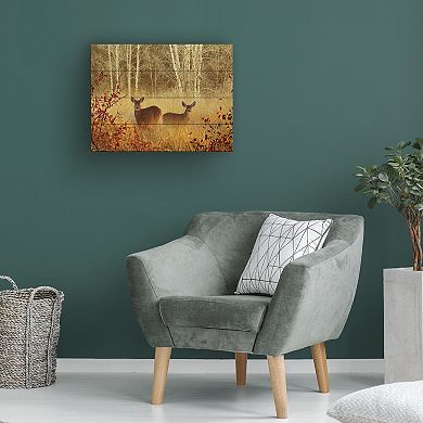 Trademark Fine Art Foggy Deer Wood Slat Wall Art